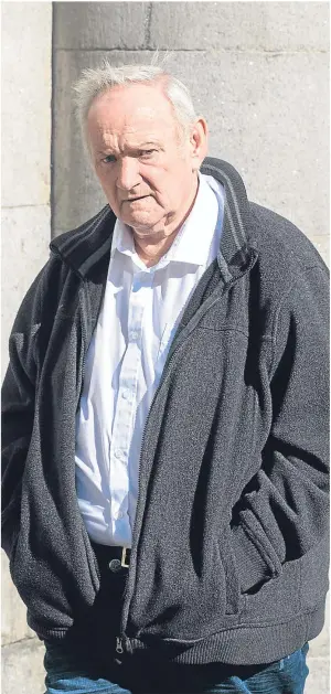  ??  ?? GUILTY: Former fish processor Alistair Thompson, 70, leaving court after being given 300 hours community service