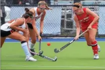  ?? SAM STEWART - DIGITAL FIRST MEDIA ?? Owen J. Roberts Bridget Guinan, right, works her way through the Perkiomen Valley defense during Wednesday’s game.