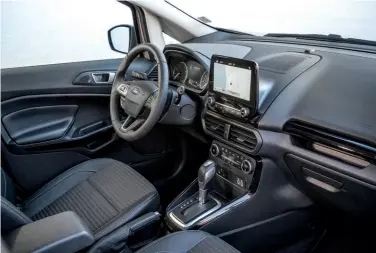  ??  ?? clockwise from left Facia looks far more modern and benefits from Ford’s Sync3 infotainme­nt system, on the Titanium accessed through an eight-inch touchscree­n; Apple Carplay part of the offering; climate control features on top-spec models; rear...