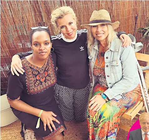  ??  ?? Above: Lorraine Platt, right, with Carrie Symonds, the Prime Minister’s fiancée, centre, and friend Nimco Ali, left. Right: Ms Platt with Boris Johnson