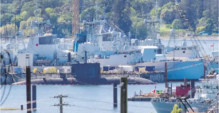  ?? DARREN STONE, TIMES COLONIST ?? Royal Canadian Navy ships docked at CFB Esquimalt on Friday after seven weeks at sea.