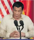  ??  ?? Philippine President Rodrigo Duterte.