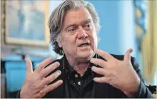  ?? J. SCOTT APPLEWHITE THE ASSOCIATED PRESS ?? Steve Bannon, President Donald Trump's former chief strategist, talks about the approachin­g midterm election during an interview on Aug. 19.