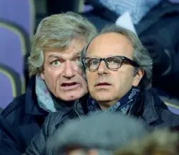  ??  ?? Giancarlo Antognoni con Andrea Della Valle ieri in tribuna al Franchi