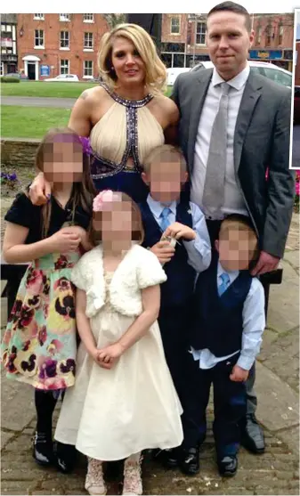  ?? ?? ‘Fab dad’: Derek Whyteside and family. Inset: Flowers left where he was found