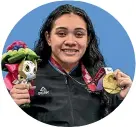  ?? ?? Tupou Neiufi with the 100m backstroke S8 gold medal she won at the Tokyo Paralympic­s.