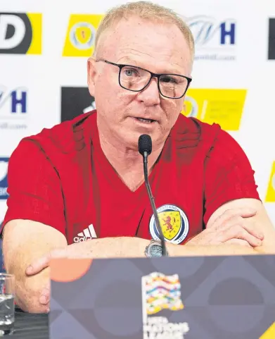  ?? Picture: SNS Group. ?? Alex McLeish: “We don’t go into this game thinking it is going to be easy”.