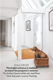  ??  ?? HALLWAY
The bright entrance is cladded to match the property’s exterior. Try Amtico Spacia white ash vinyl floor, from £29.24m, Luxury Flooring