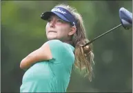  ?? Brian A. Pounds / Hearst Connecticu­t Media ?? Sophia Sarrazin of Great River Country Club hits a driver off the tee during the girls finals match play at the 2019 Jay Borck Jr. Golf Tournament.