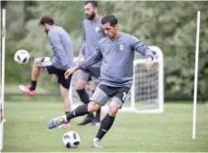  ?? — AFP ?? Iran’s defender Seyed Majid Hosseini attends a training session in Bakovka.