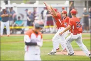  ?? Matthew Brown / Hearst Connecticu­t Media ?? Cheshire’s win over Ridgefield in the Class LL championsh­ip game, gives the SCC bragging rights as the state’s top baseball conference for 2018.