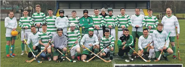  ?? Photo: Kevin McGlynn ?? Both teams line-up before the Boxing Day match at Mossfield.