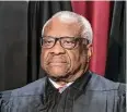  ?? J. Scott Applewhite/Associated Press ?? Associate Justice Clarence Thomas was in his mid-40s and in his third year on the nation’s highest court when he paid off the last of his debt from his time at Yale Law School.
