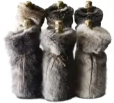  ?? RESTORATIO­N HARDWARE VIA AP ?? Restoratio­n Hardware’s Luxe faux fur drawstring bags make glamorous gift holders, as well as decor items.