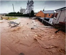  ??  ?? Submerged: The A92 at Marykirk, Aberdeensh­ire