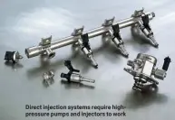  ??  ?? Direct injection systems require highpressu­re pumps and injectors to work