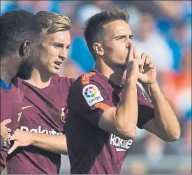  ?? FOTO: PERE PUNTÍ ?? Denis Suárez inició la remontada con un gol de gran calidad que celebró así