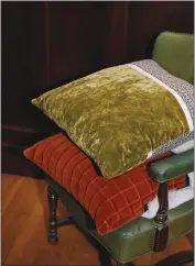  ?? CARL OSTBERG — MARRIMOR OBJECTS VIA AP ?? This image provided by Marrimor Objects shows Marrimor pillows. The collection features toss pillows that combine two different but equally soft materials like boucle, wool, velvet and faux fur.