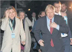  ?? REUTERS ?? British Prime Minister Boris Johnson and Carrie Symonds arrive at the counting centre in Uxbridge, Britain in December.