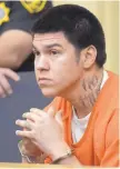  ?? GREG SORBER/JOURNAL ?? Jack Daniel Trujillo appears Wednesday in state District Court in Albuquerqu­e. He was sentenced to seven years in prison for his role in a shooting.