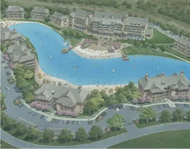  ?? PROVIDED ?? Aerial rendering of some of the developmen­t planned for Pointe Vista at Lake Texoma.