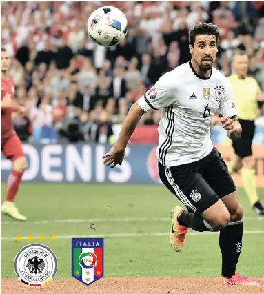  ??  ?? MIDFIELD GENERAL: Germany’s Sami Khedira has won league titles with Stuttgart, Real Madrid and his present club Juventus. He was also a member of Germany’s 2014 World Cup-winning team.