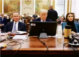  ?? MICHAEL M. SANTIAGO/GETTY IMAGES ?? Former president Donald Trump attended Wednesday’s court session in New York.