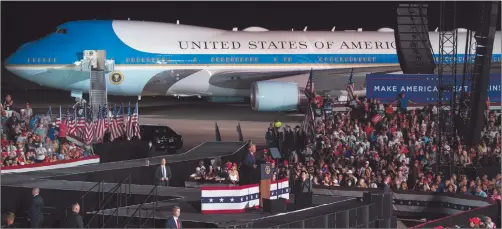  ?? Photo: Nampa/AFP ?? Back with a bang… US President Donald Trump holds a Make America Great Again rally as he campaigns at Orlando Sanford Internatio­nal Airport in Sanford.