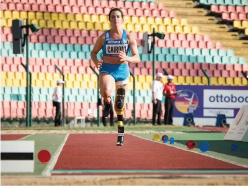  ?? Foto: Ralf Kuckuck ?? Martina Caironi beim Anlauf: In Berlin wurde sie mit persönlich­er Bestweite Europameis­terin.