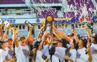  ?? Stanford photo ?? The Stanford women’s soccer team celebrates after defeating UCLA in the national championsh­ip match. The top-ranked Cardinal won their final 22 games.