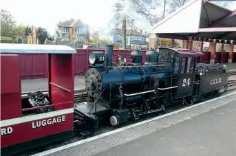  ??  ?? Cleethorpe­s Coast Light Railway workhorse 2-6-2 No. 24 arrives at Kingsway station on April 18. Based on a locomotive which ran on the Sandy River & Rangeley Lakes Railroad in the USA, it was built to 12¼in gauge by the Fairbourne Railway in 1990, sold to the Bure Valley Railway and regauged to 15in and purchased by the Cleethorpe­s line in 1997. ROBIN JONES