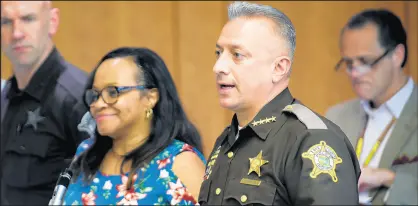  ?? KYLE TELECHAN/POST-TRIBUNE ?? Lake County Sheriff Oscar Martinez spoke during September budget meetings and now seeks raises for employees that he says would not require additional appropriat­ions.