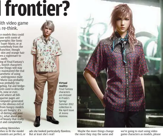 Final Fantasy XIII-2 characters dressed in Prada Spring/ Summer