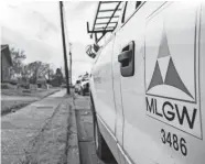  ?? ARIEL COBBERT/THE COMMERCIAL APPEAL ?? A Memphis Light, Gas and Water (MLGW) vehicle outside of Union Valley Baptist Church after poll workers reported smelling gas on March 3.