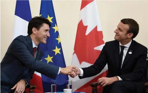  ?? DR ?? Presidente francês, Emmanuel Macron e o primeiro-ministro canadiano, Justin Trudeau, são contra as políticas de Trump