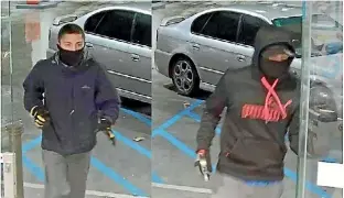  ??  ?? Police are urging the community of Taupo to help identify two men who committed an aggravated robbery at Taupo Z petrol station by Mitre 10 Mega on Saturday.