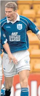  ??  ?? Jim Weir, above, has managed Montrose, Arbroath, Brechin, Elgin and Forfar; Weir, left, celebrates with Ross Forsyth and Darren Dods after scoring for St Johnstone against Aberdeen in 2001.