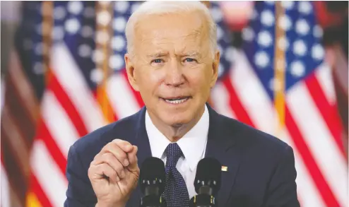  ?? JONATHAN ERNST / REUTERS FILES ?? U.S. President Joe Biden’s campaign motto of “build back better” is beginning to look more like “go big or go home” in light of his Us$1.9-trillion COVID relief bill and trillions more earmarked for infrastruc­ture, Derek Burney writes.