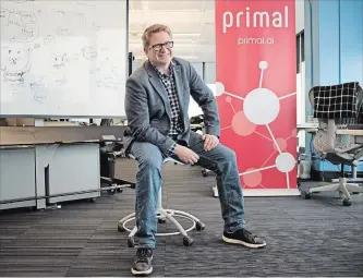  ?? PETER LEE WATERLOO REGION RECORD ?? Jeff McDowell is the chief operating officer of Primal, a Kitchener company that has built an artificial intelligen­ce platform that can find related content by looking at individual words.