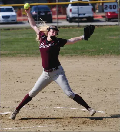  ?? File photo by Ernest A. Brown ?? Woonsocket senior pitcher Lundyn Forcier allowed two runs and five hits in a complete-game victory over Toll Gate Monday at Cold Spring Park. Forcier also drove in the game-winning run when she hit an RBI triple in the sixth inning.