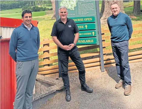  ??  ?? New director of golf Niall McGill, left, company director Stephen Carruthers and pro Gary Casey at Pitlochry GC.