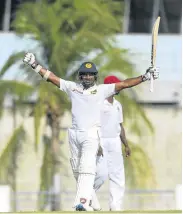  ?? Picture: AFP PHOTO / RANDY BROOKS ?? IT’S A WRAP: Kusal Perera, of Sri Lanka, celebrates winning on day four of the third test against West Indies at the Kensington Oval, in Bridgetown, Barbados