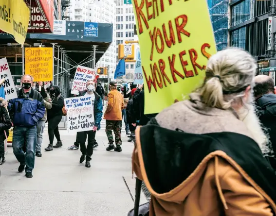  ??  ?? A union demonstrat­ion outside the Strand on March 1.