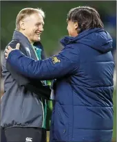  ??  ?? HAPPY END: Joe Schmidt with Daniel Hourcade