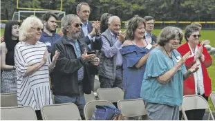  ?? ?? Right: Scholarshi­p donors take part in the ceremony where their awards were distribute­d.