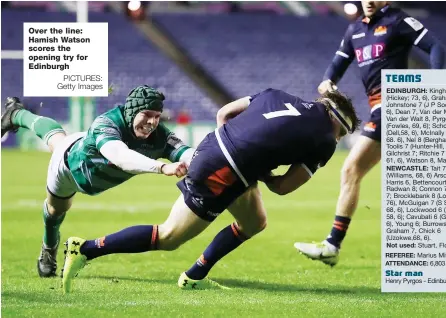  ?? PICTURES: Getty Images ?? Over the line: Hamish Watson scores the opening try for Edinburgh