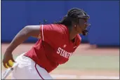  ?? NATE BILLINGS — THE ASSOCIATED PRESS ?? Stanford's NiJaree Canady pitches against Oklahoma during the fifth inning of a Women's College World Series game in Oklahoma City on Monday.