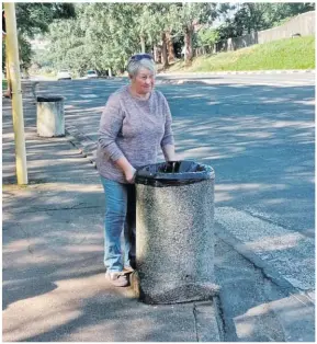  ?? ?? For the past three years, Montrose resident Jan Hankey has taken it upon herself to keep the Town Bush Road area clean, at her own expense.