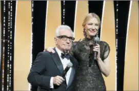  ?? PHOTO BY VIANNEY LE CAER — INVISION — AP ?? Director Martin Scorsese, left, and jury president Cate Blanchett appear on stage at the opening ceremony of the 71st internatio­nal film festival, Cannes, southern France, Tuesday.