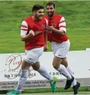  ??  ?? Delight Craig Purves scored Broxburn’s third goal (pic: Ian Cunningham)